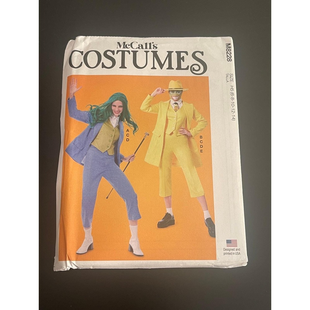 00505 - McCalls Costume Pattern M8228 Joker Harley Quinn‎ Jacket Vest-H5 6-14
